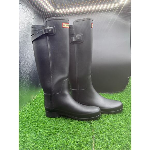 Hunter- Tall Rain Boots- Black- Size 6W - Picture 9 of 10